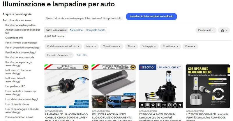 Guida all&rsquo;acquisto: comprare lampadine e fanali auto grazie a eBay