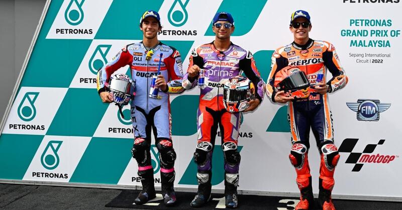 MotoGP 2022. GP della Malesia. Jorge Martin, pole stratosferica. Pecco Bagnaia, Fabio Quartararo, Aleix Espargaro a terra