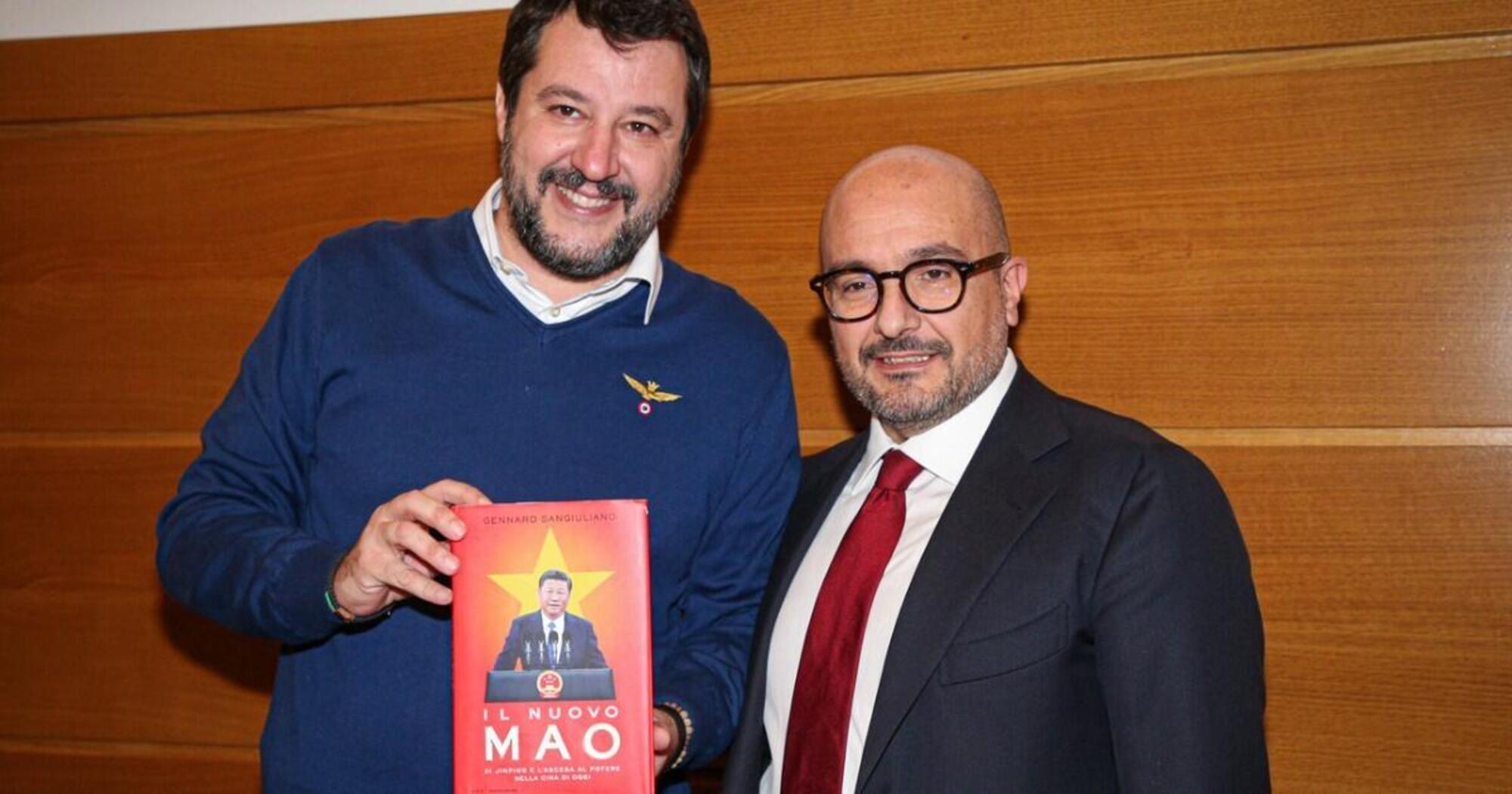 Gennaro Sangiuliano, Ministro della cultura del governo Meloni, con Matteo Salvini