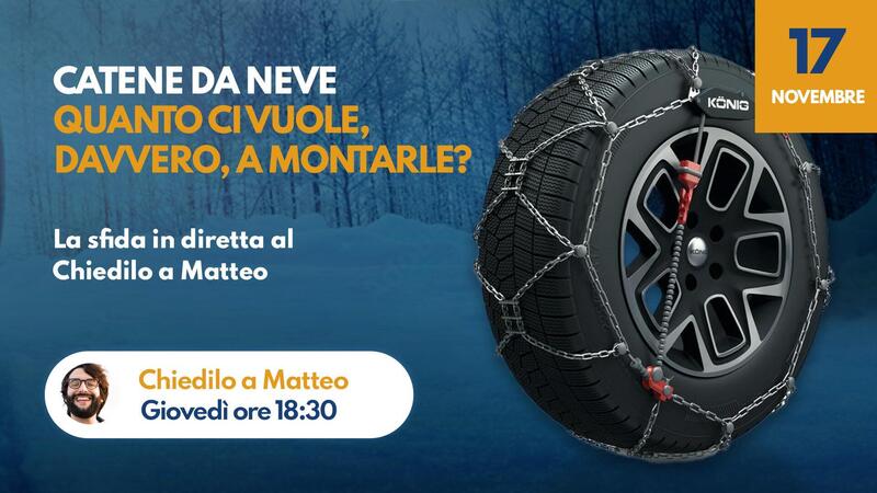 Catene da neve: quanto ci vuole, davvero, a montarle? La sfida in diretta al Chiedilo a Matteo 