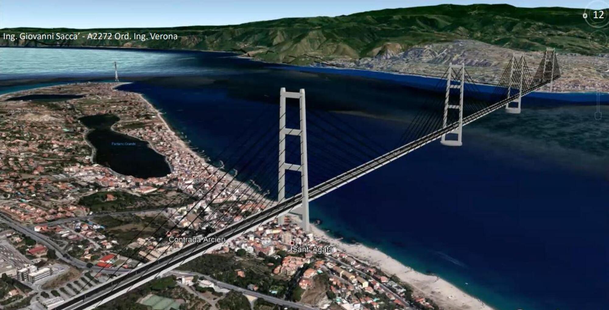 Uno dei tanti progetti di ponte sullo Stretto di Messina