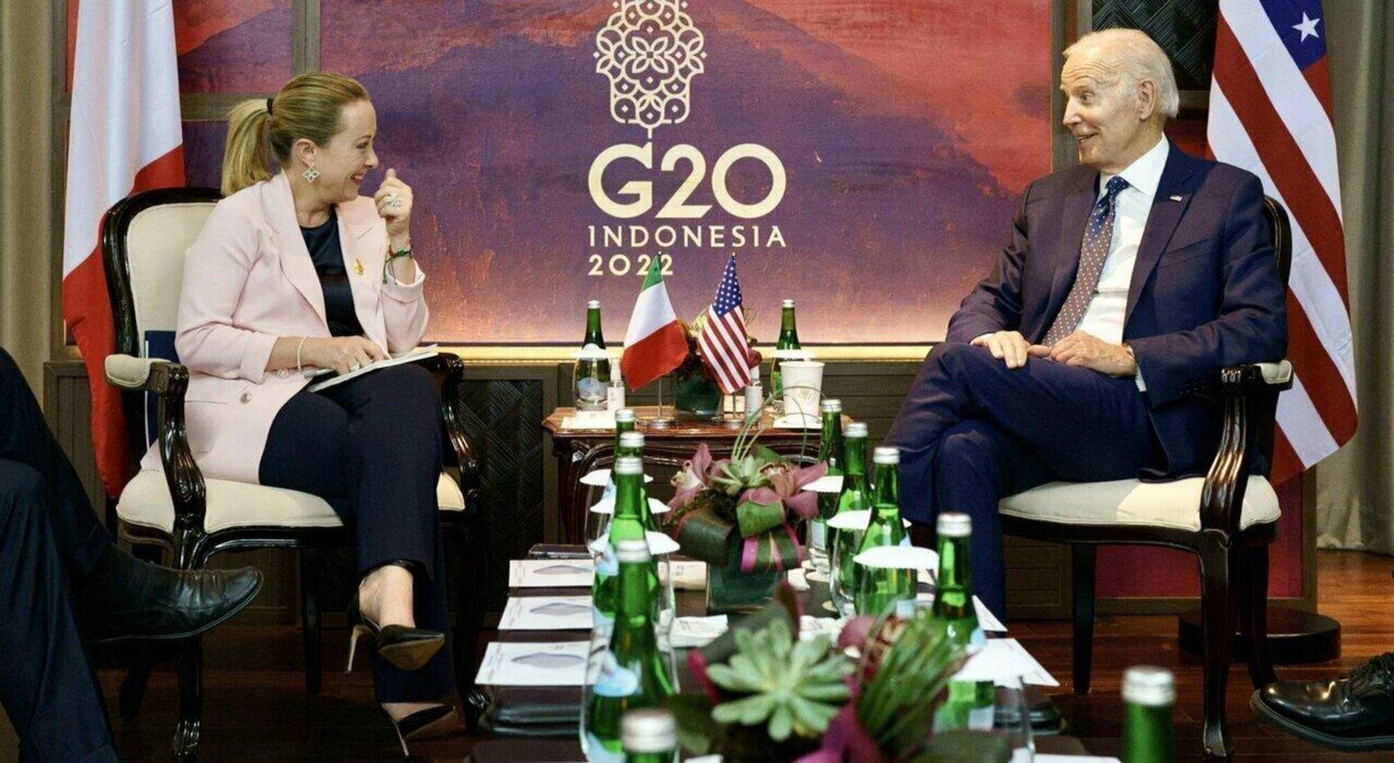 Giorgia Meloni e Joe Biden al G20 