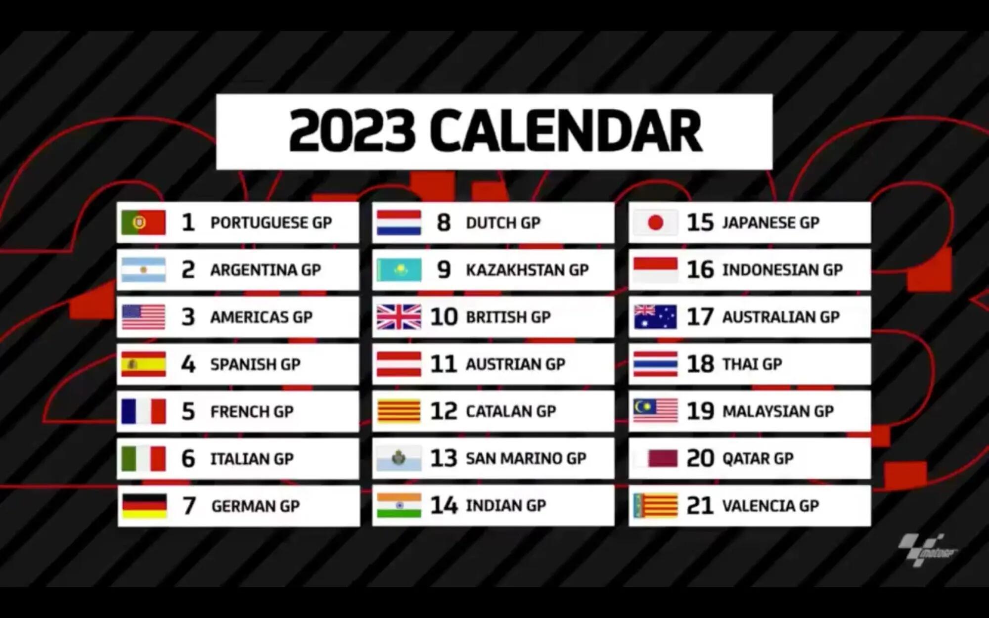 Calendario MotoGP 2023 Ufficiale