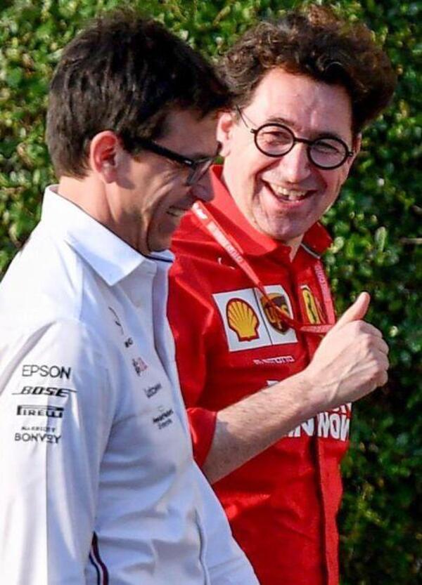 Toto Wolff punge Mattia Binotto: &quot;Rimasto in Ferrari pi&ugrave; di quanto pensassi&quot;. E su un futuro in Mercedes non ha dubbi