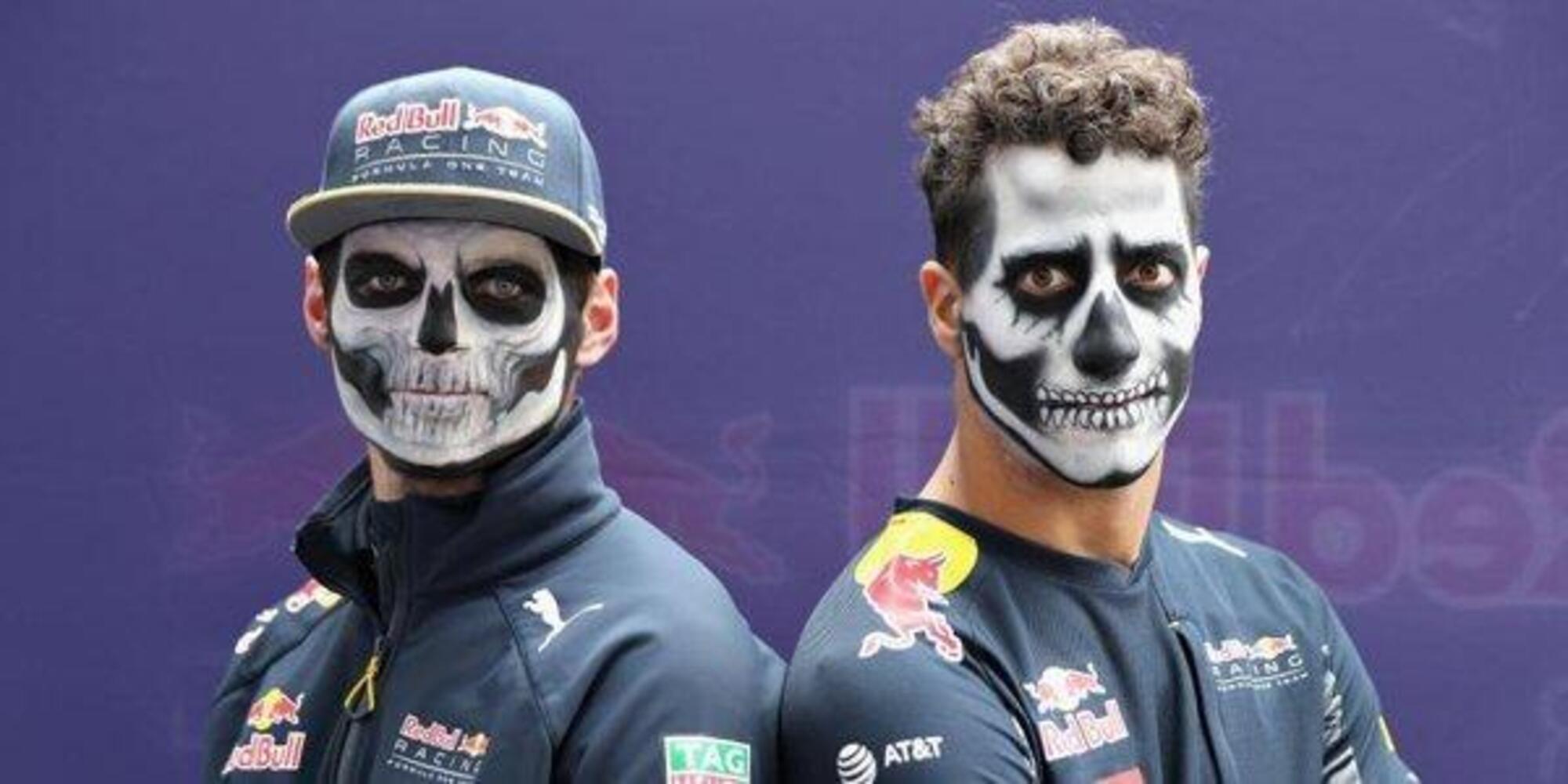 Max Verstappen e Daniel Ricciardo truccati per il Dias de los muertos in Messico