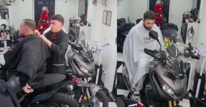 A Napoli c&rsquo;&egrave; il parrucchiere che ti taglia i capelli sulla moto. Il video &egrave; subito virale