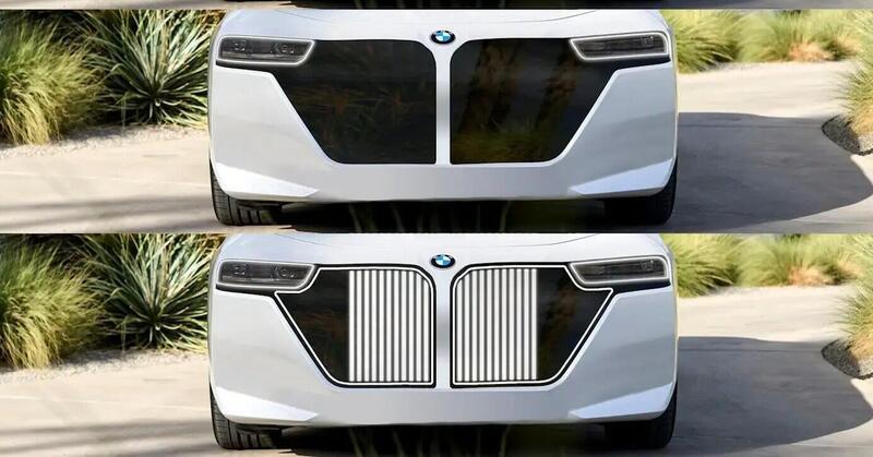 Oltre il mega doppio rene: la calandra del futuro di BMW incorpora le luci (che cambiano colore)