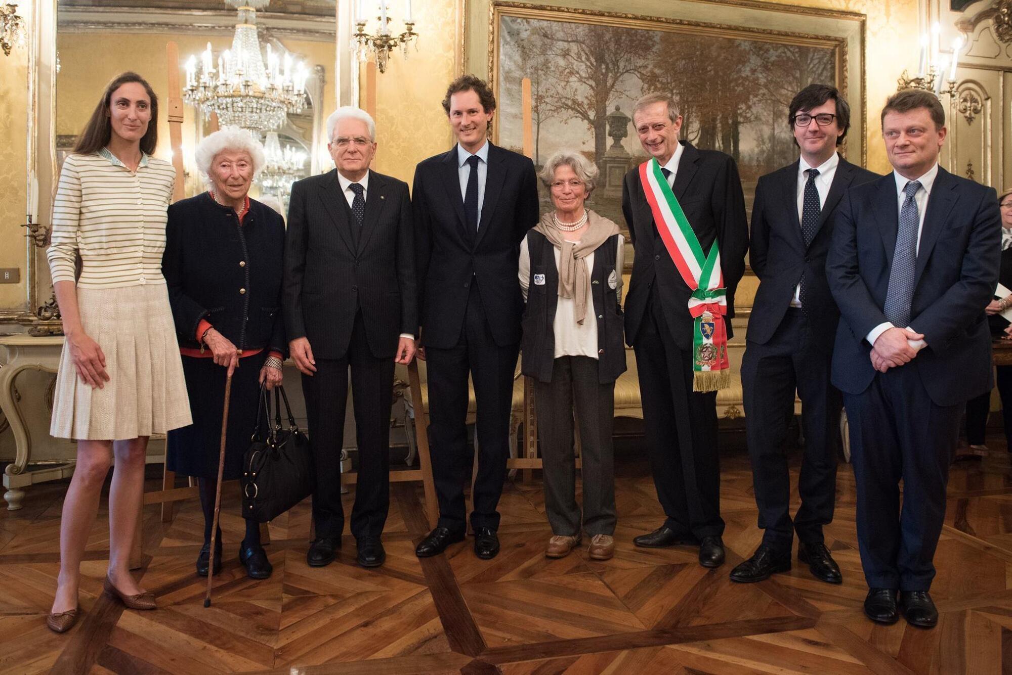 Sergio Mattalla, insieme all&#039;ex sindaco di Torino Fassino, con John Elkann per il 50esimo della Fondazione Gianni Agnelli