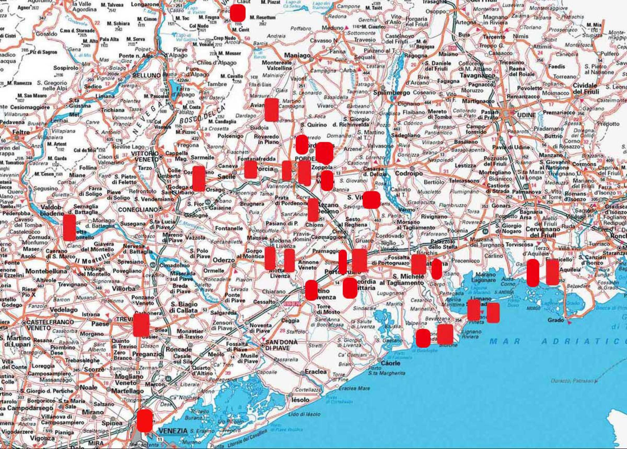 La mappa dei luoghi in cui ha colpito Unabomber