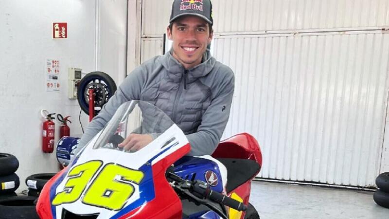 MotoGP 2023. Joan Mir al primo allenamento sulla sua Honda (CBR 1000)