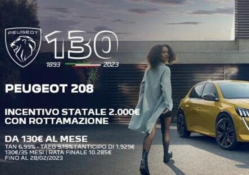 130 anni di Peugeot e 130 euro di rata per 208 e 2008