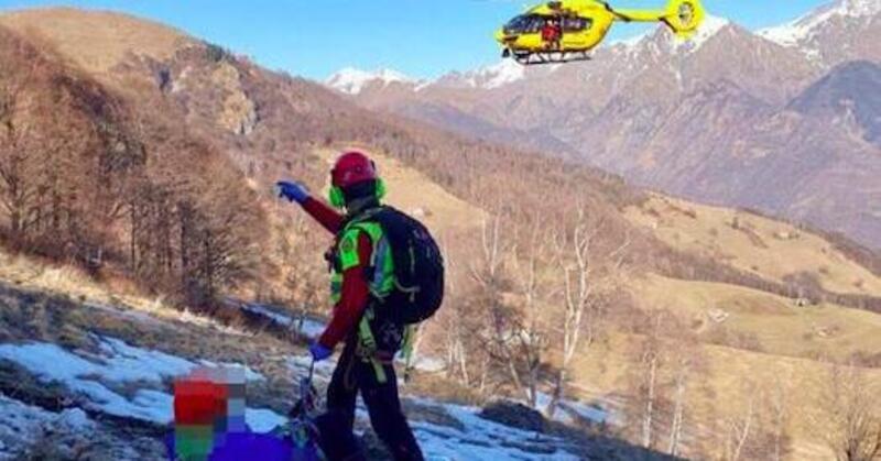 Lecco, salvato con le moto da trial escursionista 65enne. Trasportato successivamente con l&#039;elisoccorso