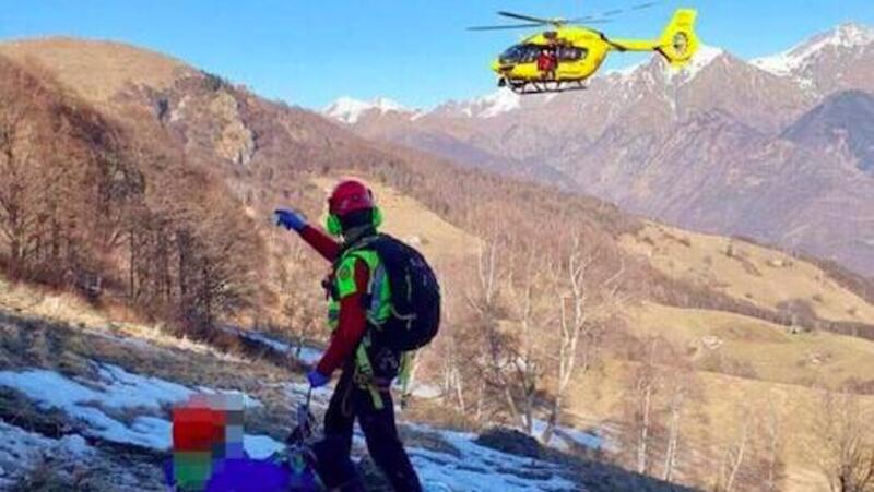 Lecco, salvato con le moto da trial escursionista 65enne. Trasportato successivamente con l&#039;elisoccorso