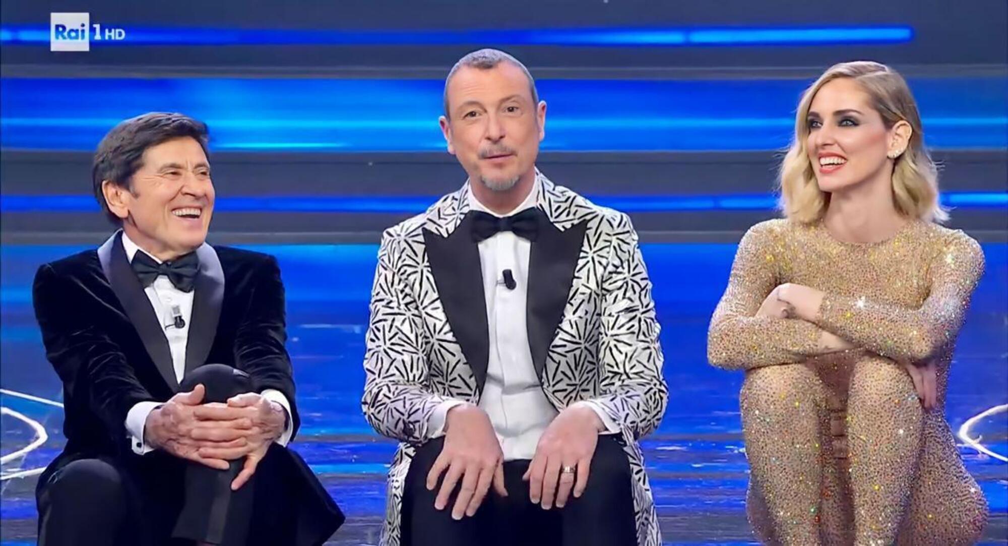 Amadeus, Chiara Ferragni e Gianni Morandi a Sanremo