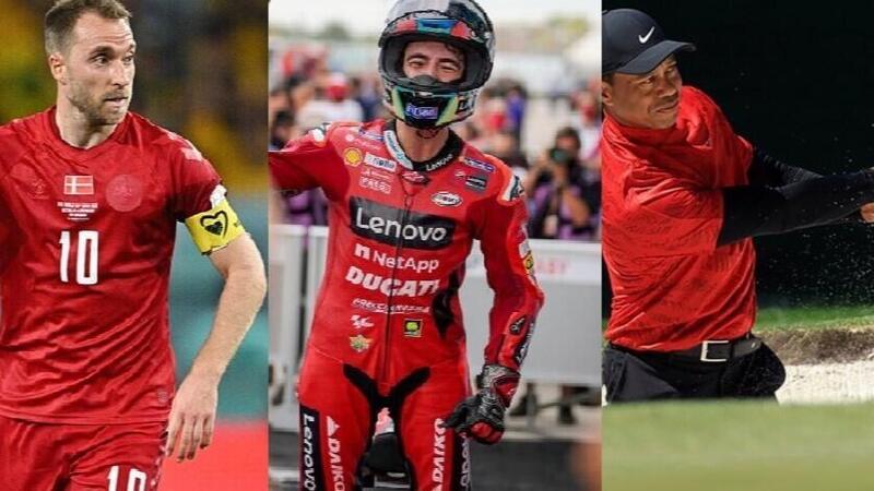 MotoGP 2023. Pecco Bagnaia sfida Tiger Woods e Christian Eriksen per il premio &quot;Ritorno dell&#039;anno&quot;