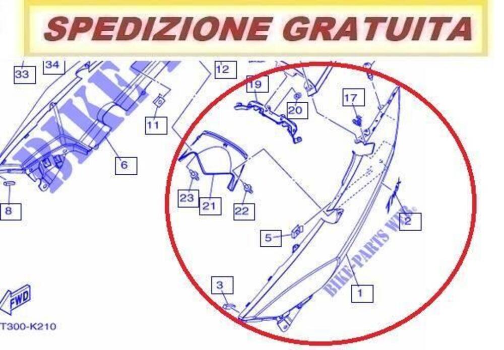 4B52172100P7 Fiancata Dx Codone Bianco Bwc1 Yamaha