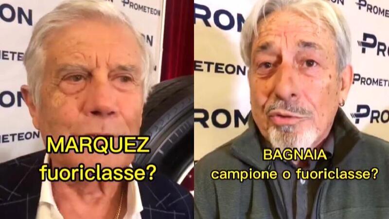 MotoGP 2023. Pecco Bagnaia &egrave; un fuoriclasse? E allora Marc Marquez!? Intervista doppia a Giacomo Agostini e Marco Lucchinelli [VIDEO]