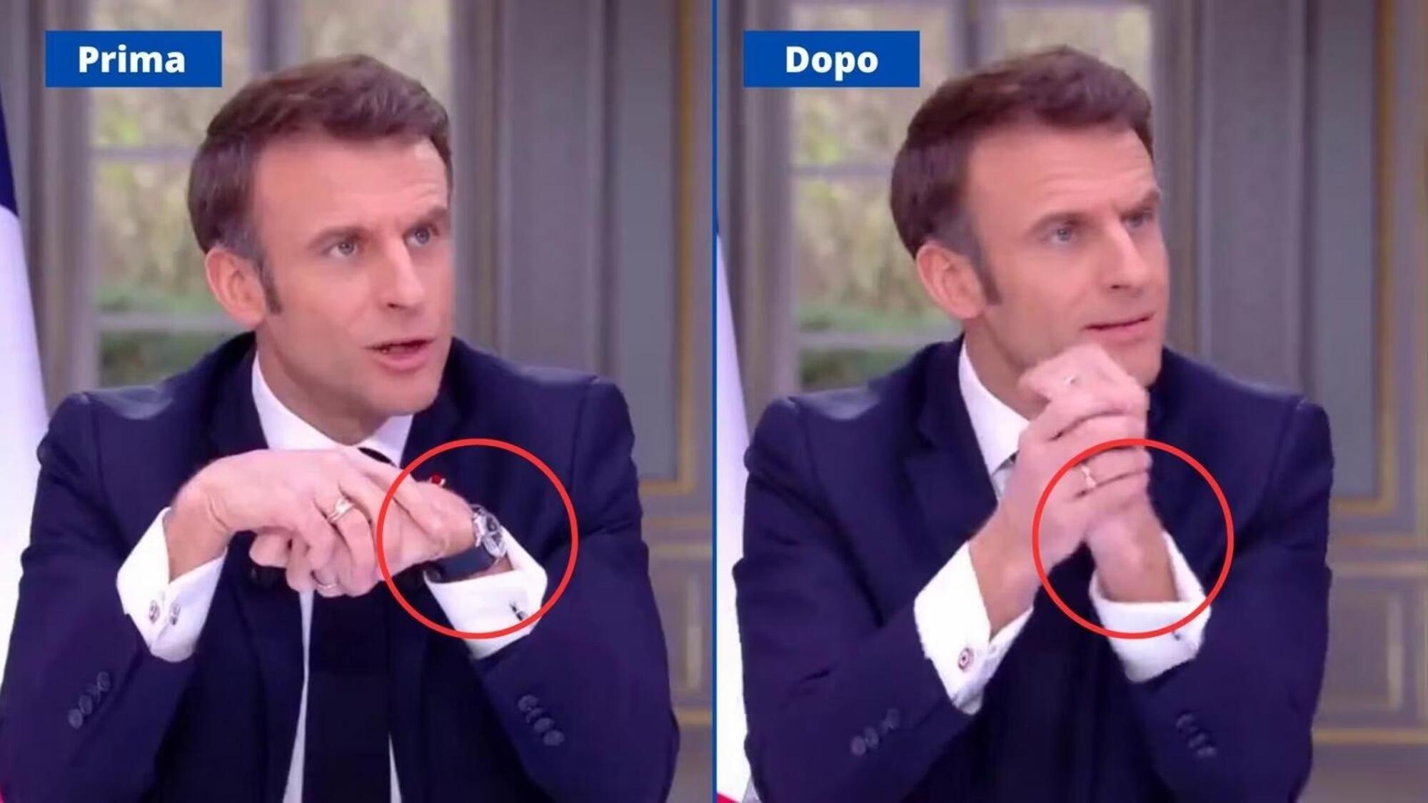 Il prima e dopo di Macron (orologio)