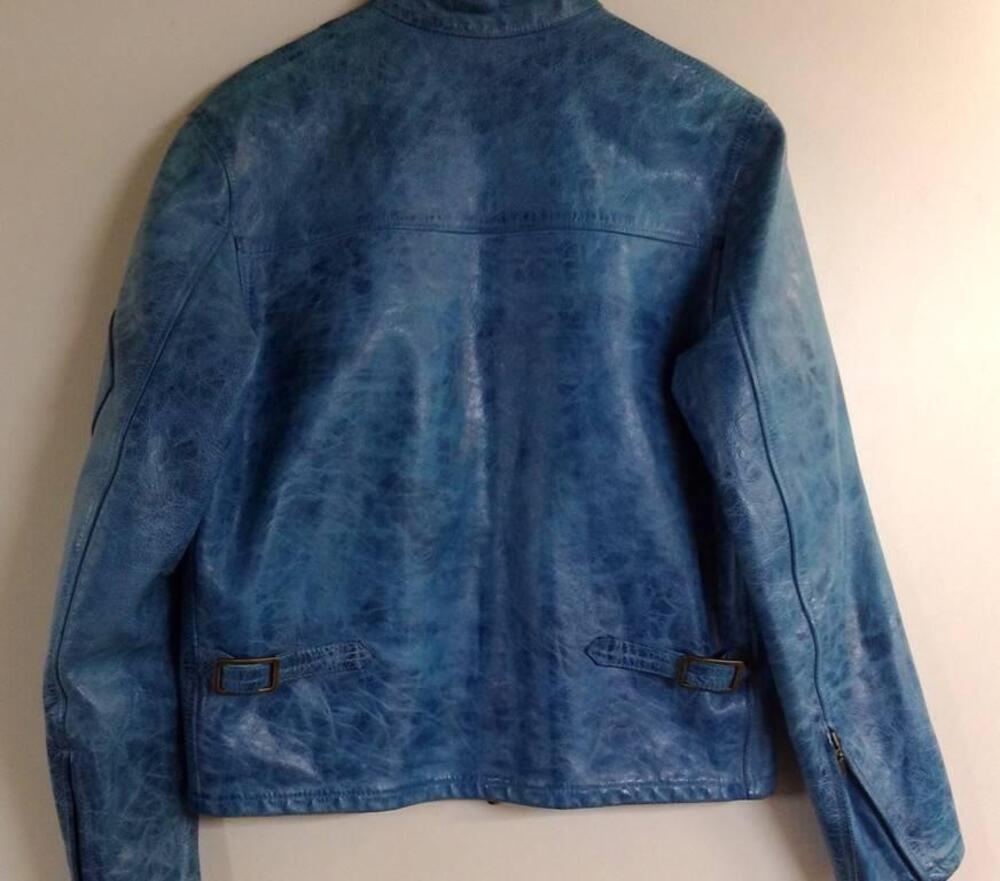 Belstaff Giacca Donna Pelle Vintage blu Tg.S (3)