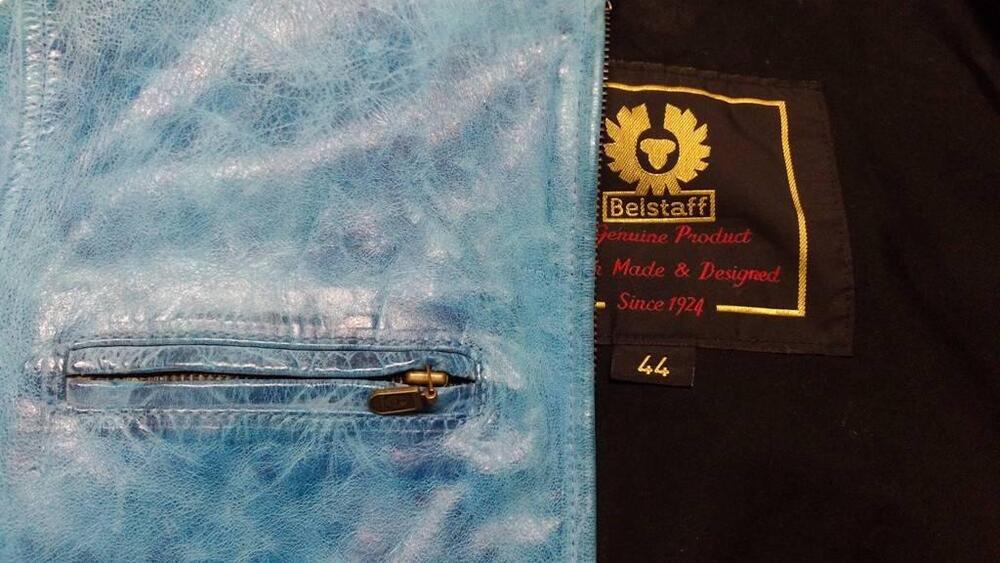 Belstaff Giacca Donna Pelle Vintage blu Tg.S (5)