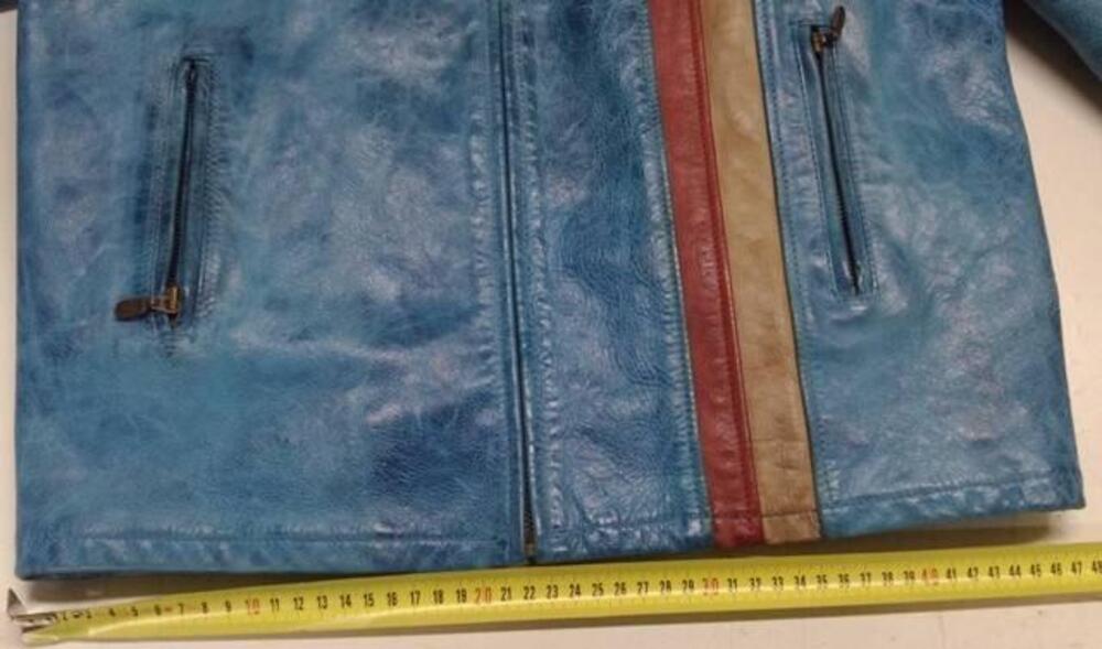 Belstaff Giacca Donna Pelle Vintage blu Tg.S (8)