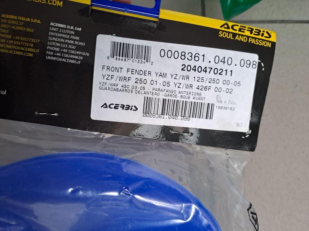 Parafango blu anteriore Yamaha YZ/WR 2000-05 Acerb Acerbis (4)