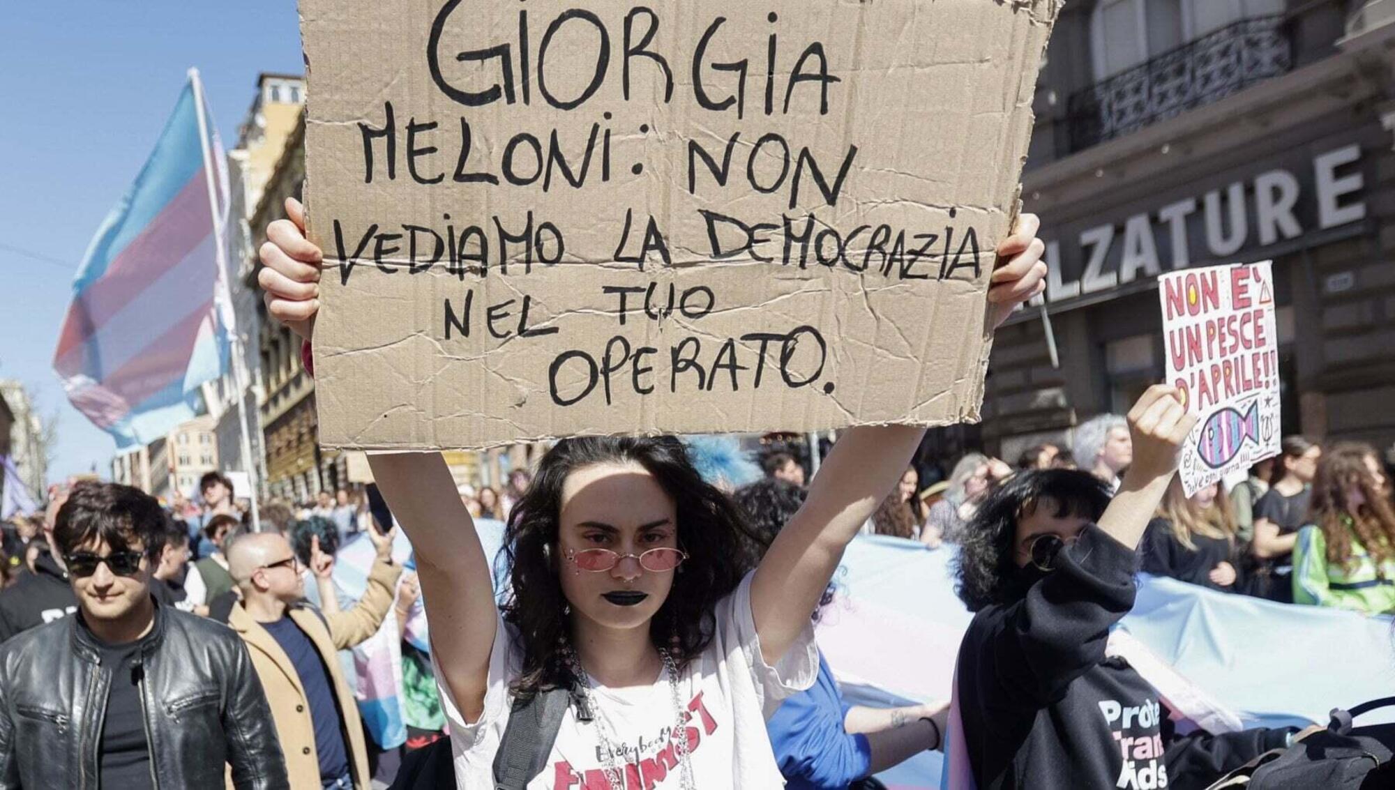 Manifestazione a Roma per i diritti trans