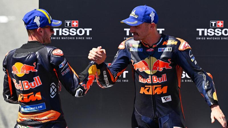 MotoGP 2023. GP di Spagna a Jerez. KTM, vittoria e terzo posto. Brad Binder: &quot;Giornata fantastica&quot;. Jack Miller: &quot;Bello vedere il nostro progetto che prende il volo&quot;