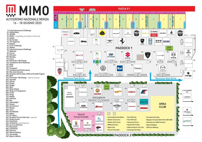 Mappa MIMO 202. Lo stand Automoto lo potete trovare nell&#039;aerea paddock 2 a sinistra