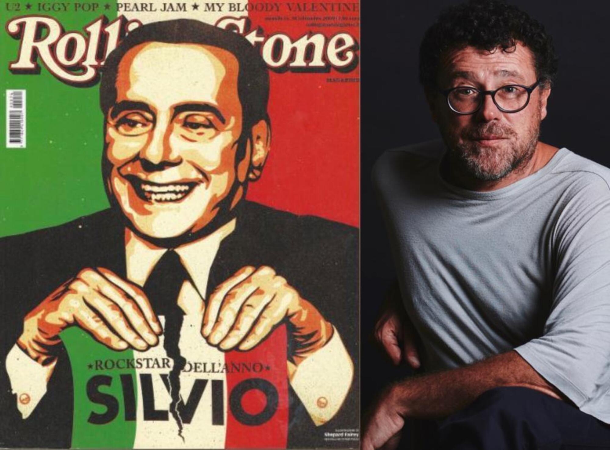 La cover di Rolling Stone del 2009 con Silvio Berlusconi &quot;rockstar dell&#039;anno&quot; e Carlo Antonelli