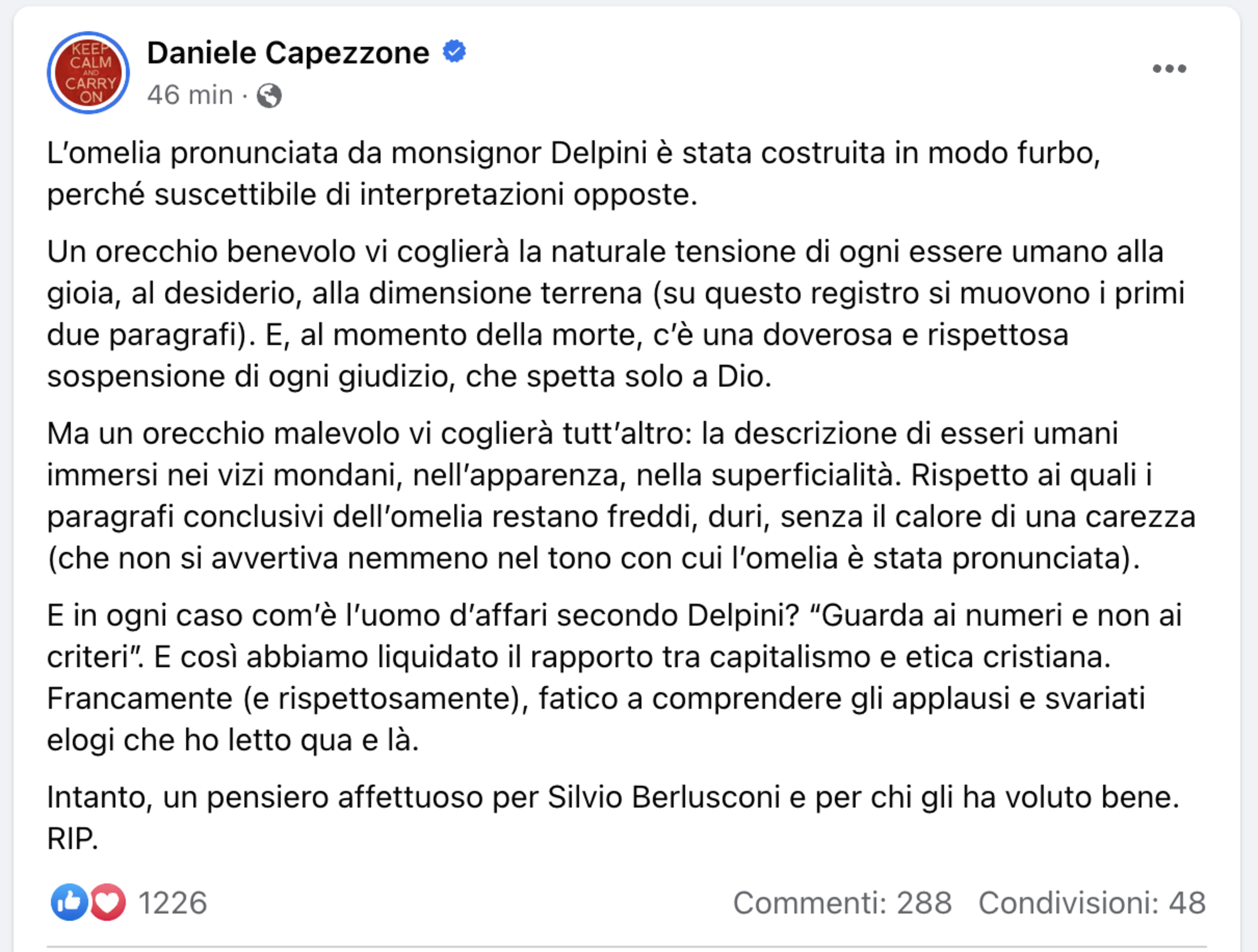Il post di Daniele Capezzone
