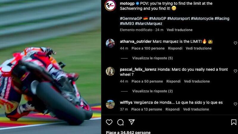 [VIDEO] MotoGP 2023, GP di Germania. Il weekend &egrave; appena iniziato e Marc Marquez &egrave; gi&agrave; al limite!