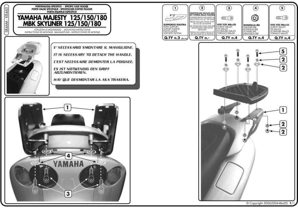 Portapacchi Givi SR46M YAMAHA MAJESTY 125/150/180 (4)