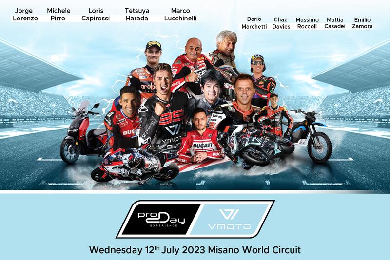 ProDay Edizione 2023, tutti in pista a Misano con Jorge Lorenzo, Loris Capirossi e altri big! C&#039;&egrave; anche la track experience 100% full electric di Vmoto! [VIDEO]