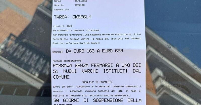 Sei povero, quindi multa: a Roma il comitato anti ZTL &quot;sanziona&quot; le auto vecchie