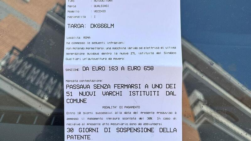 Sei povero, quindi multa: a Roma il comitato anti ZTL &quot;sanziona&quot; le auto vecchie