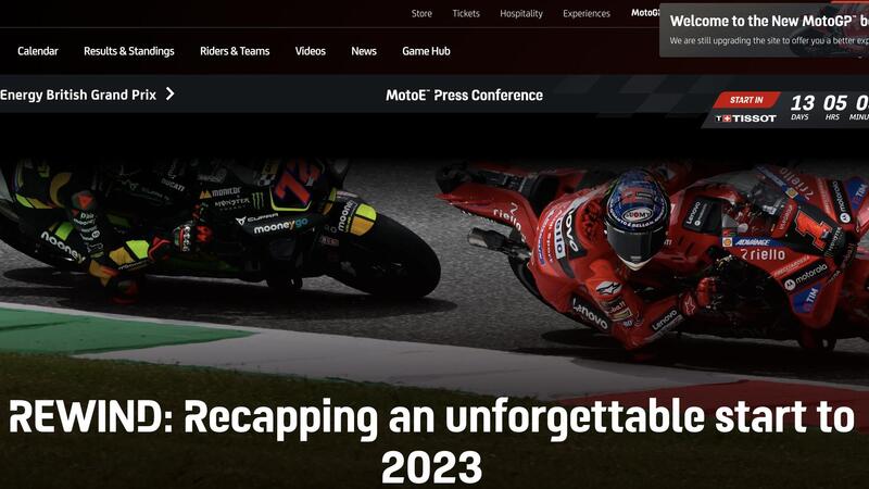 Il sito ufficiale MotoGP: il restyling nel caos