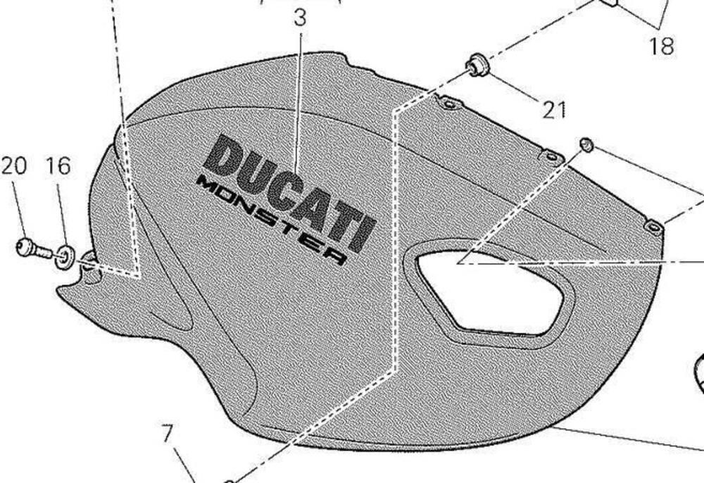 CARENA DESTRA BIANCA Ducati