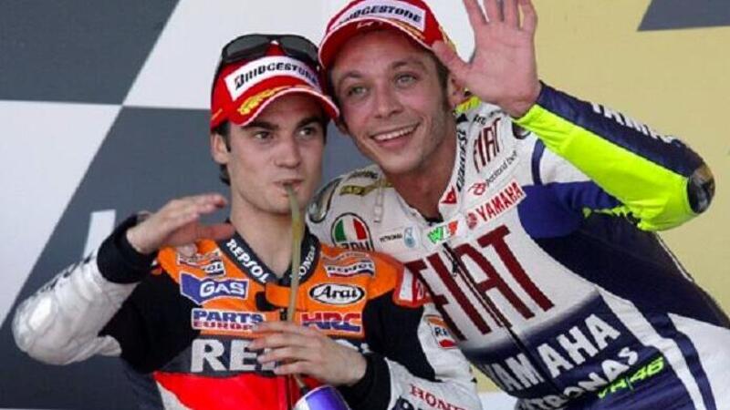 Valentino Rossi e Dani Pedrosa in pista a Valencia. Come ai vecchi tempi?