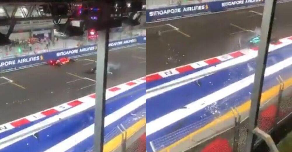 [VIDEO] L&#039;assurdo incidente di Lance Stroll a Singapore visto dalle tribune 