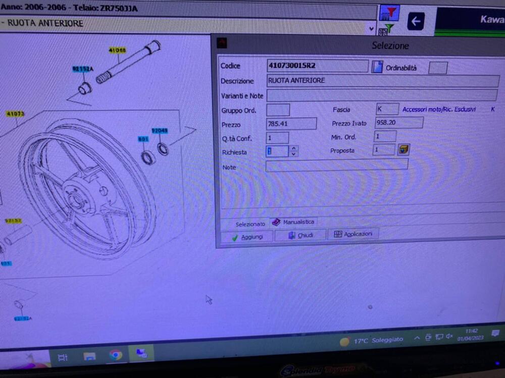 Cerchio anteriore Kawasaki z750 04/06 (3)