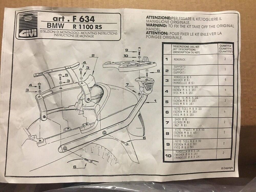 Staffe BAULE POSTERIORE Givi634f Bmw R1100rs (5)