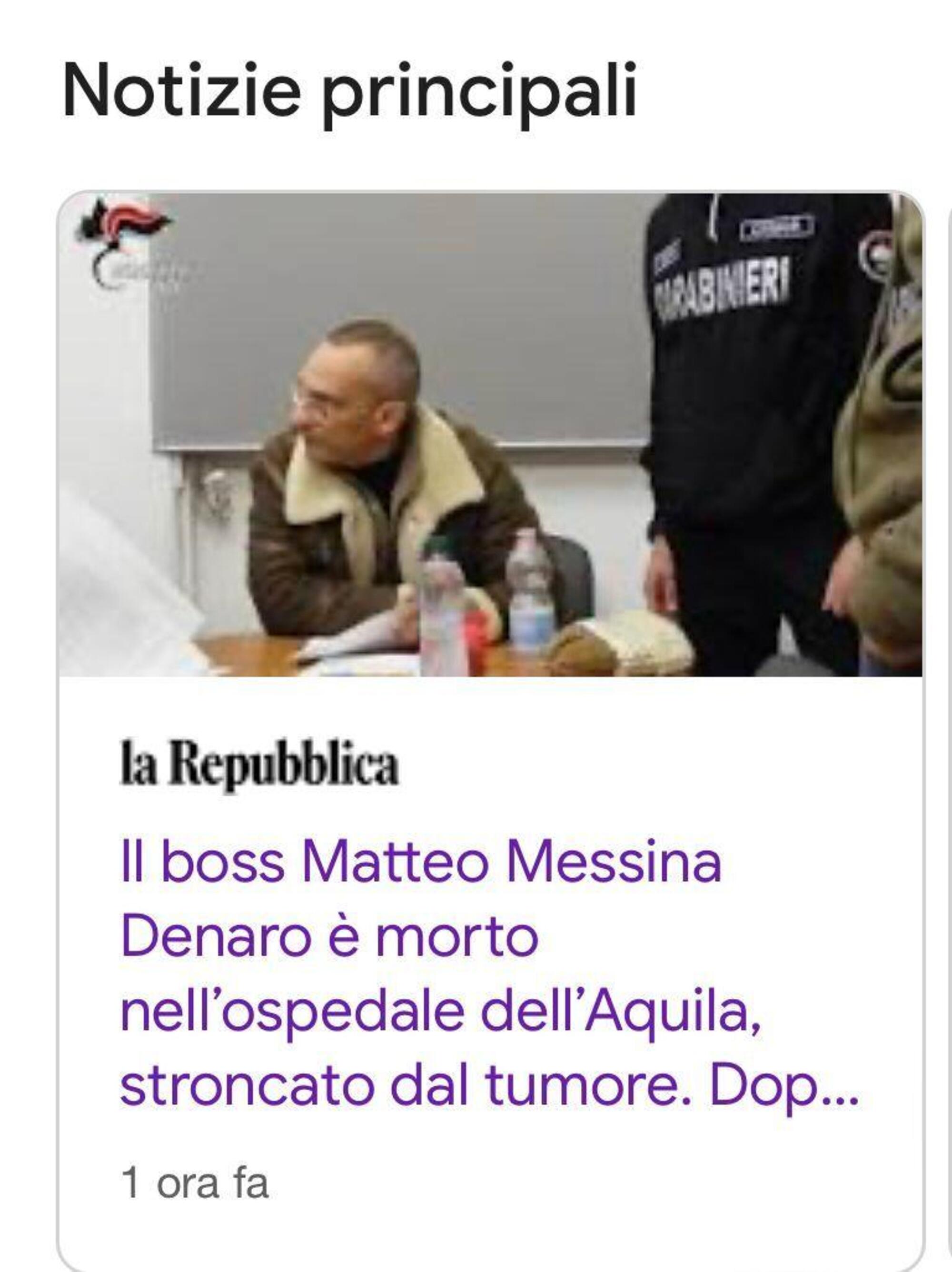 Matteo Messina Denaro gi&agrave; morto ieri per Repubblica