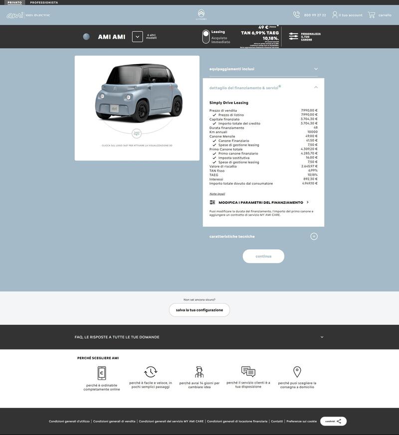 Un esempio di leasing per la Citroen AMI