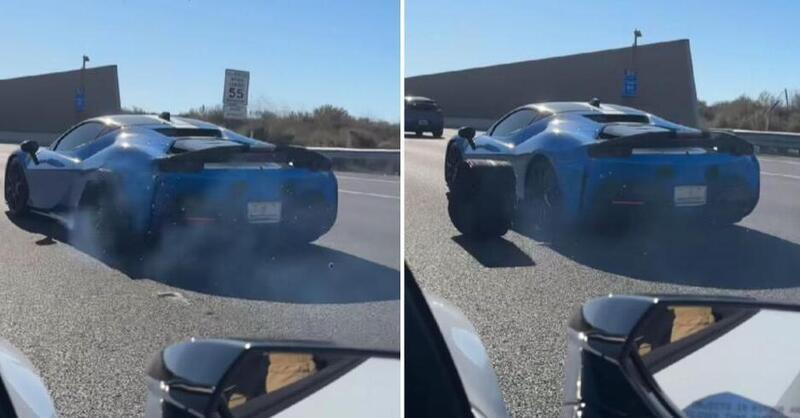 Ferrari SF90: perde la gomma in autostrada [VIDEO]