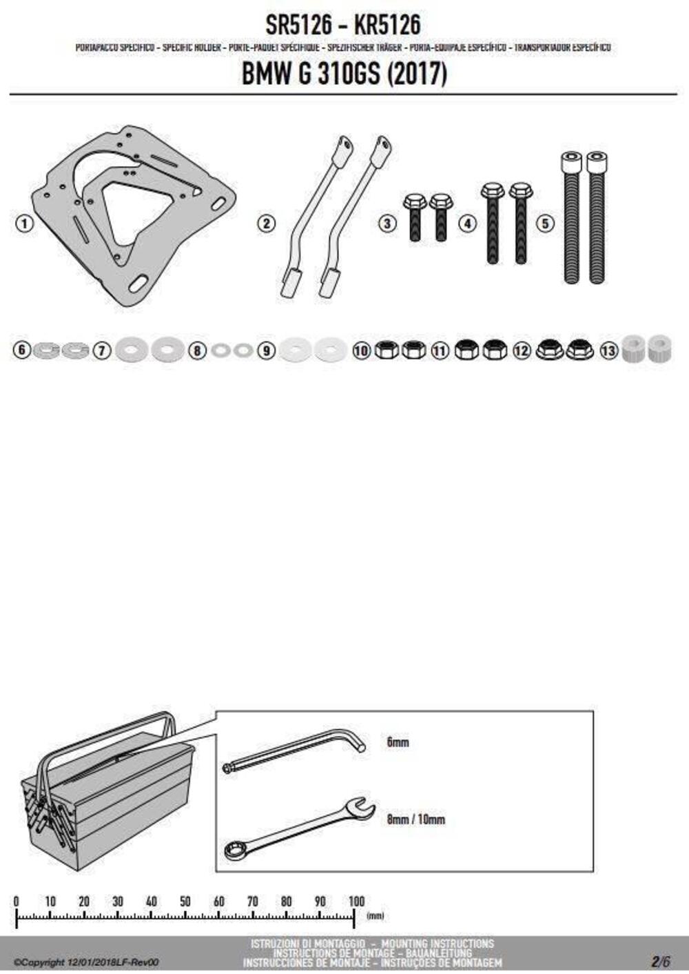 KIT GIVI PIASTRA ALL. M9A + SRA5126 - BMW G310GS - (4)