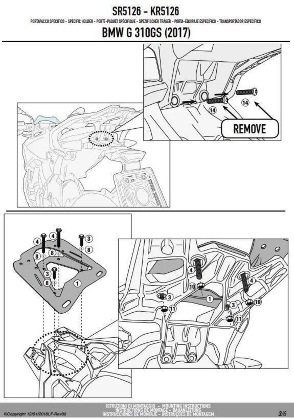 KIT GIVI PIASTRA ALL. M9A + SRA5126 - BMW G310GS - (5)