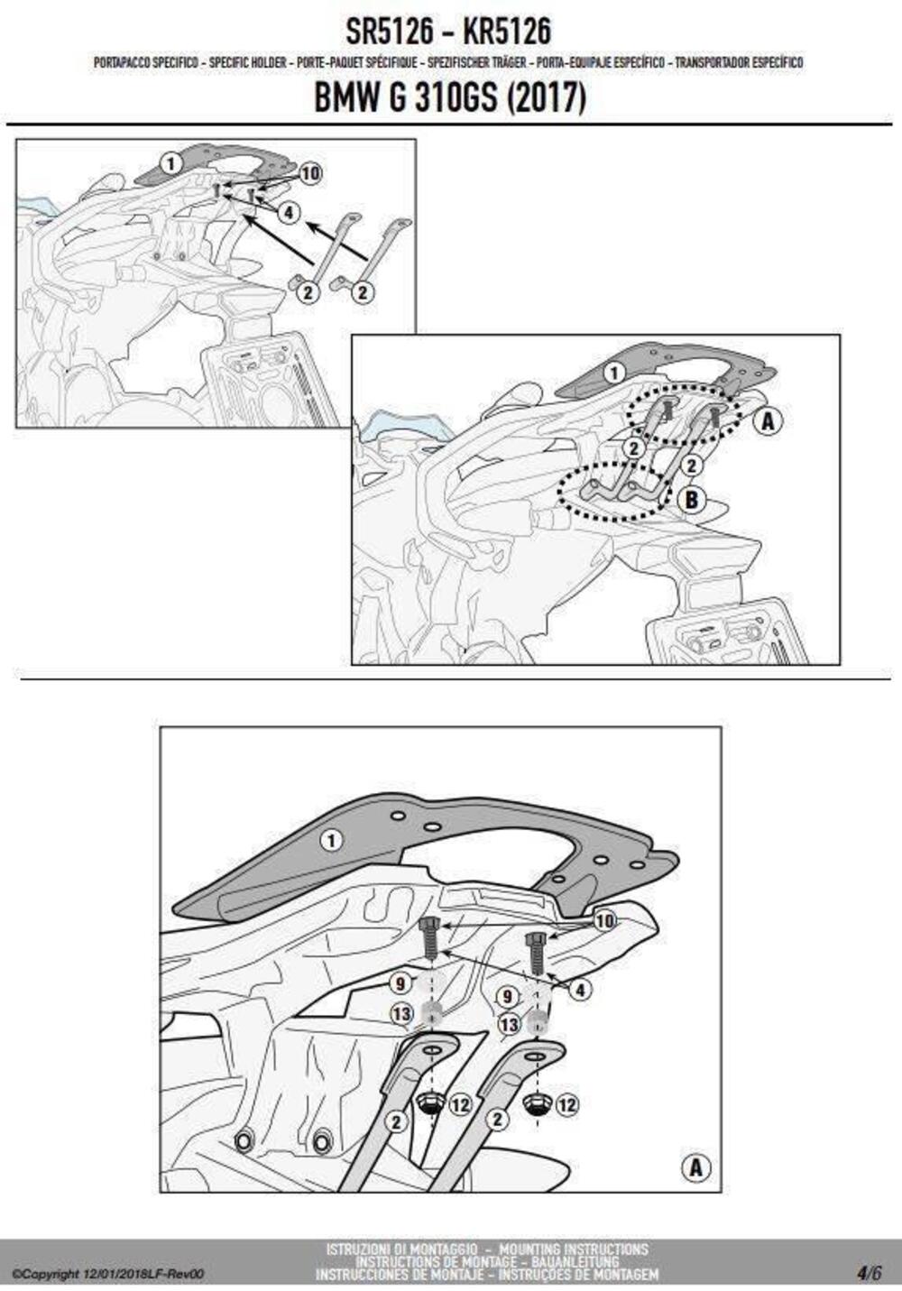 KIT GIVI PIASTRA ALL. M9A + SRA5126 - BMW G310GS - (6)