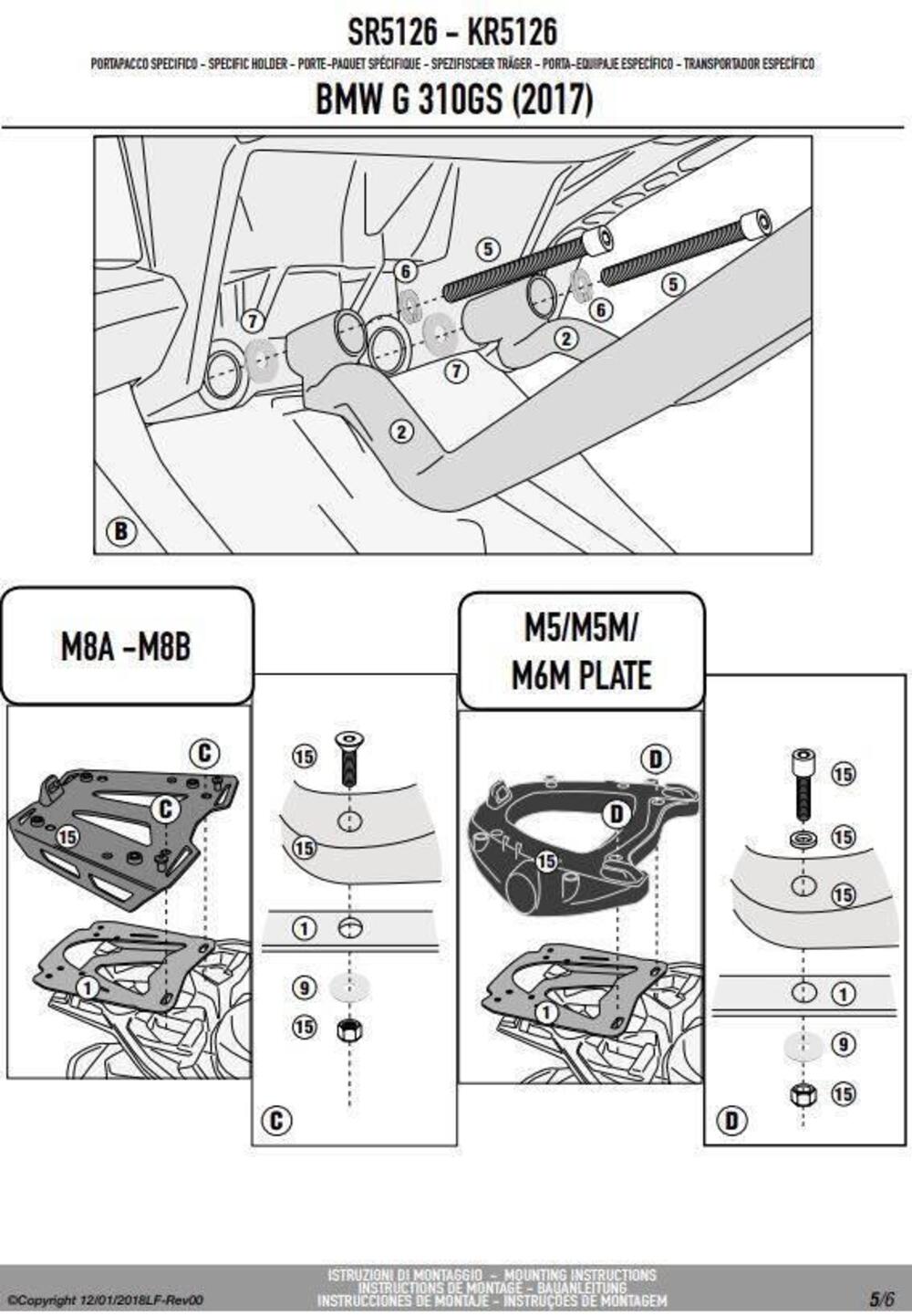 KIT GIVI PIASTRA ALL. M9A + SRA5126 - BMW G310GS - (7)