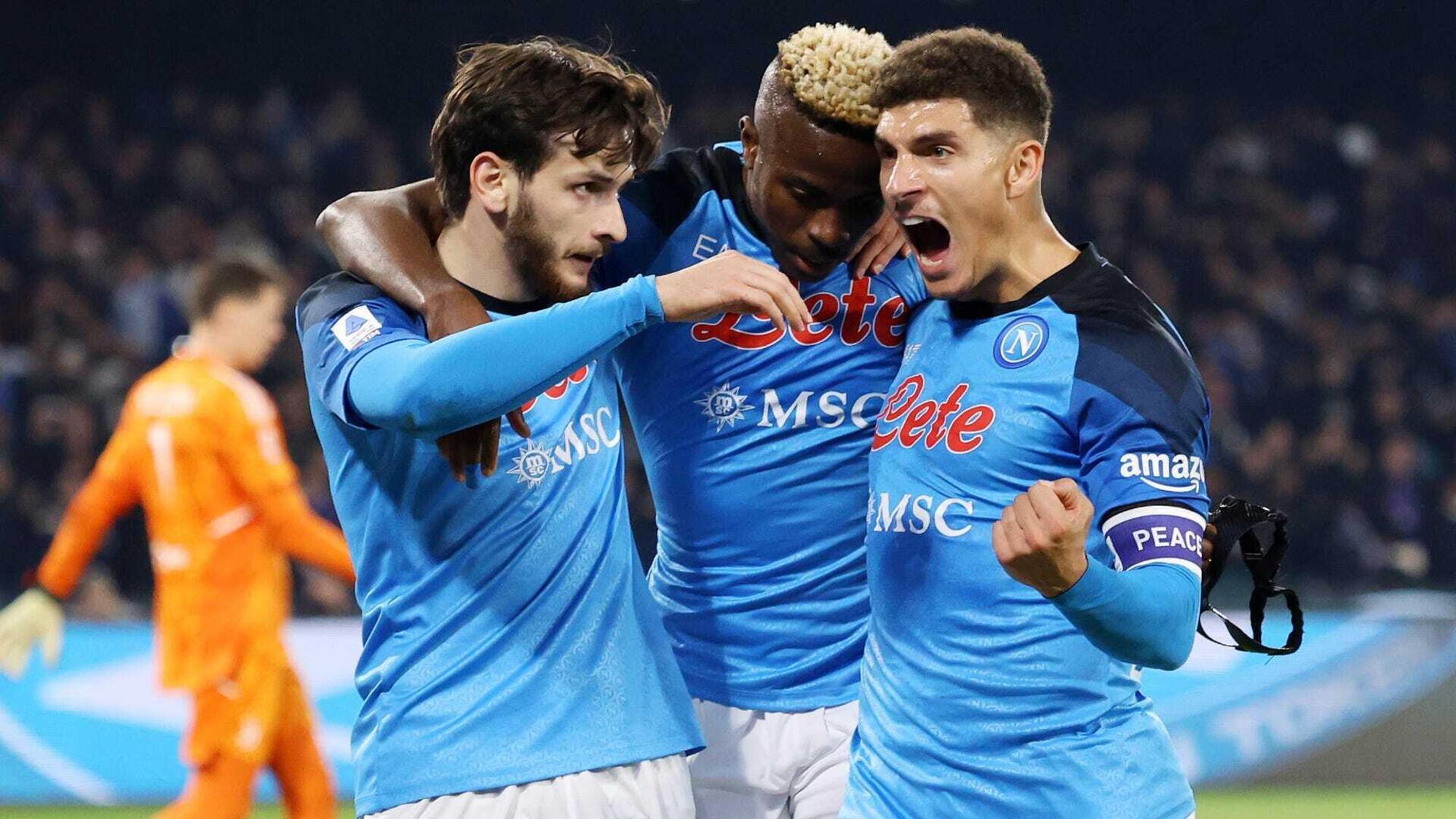 Kvaratskhelia, Osimhen e Di Lorenzo, tre dei protagonisti della stagione del Napoli 2022/2023